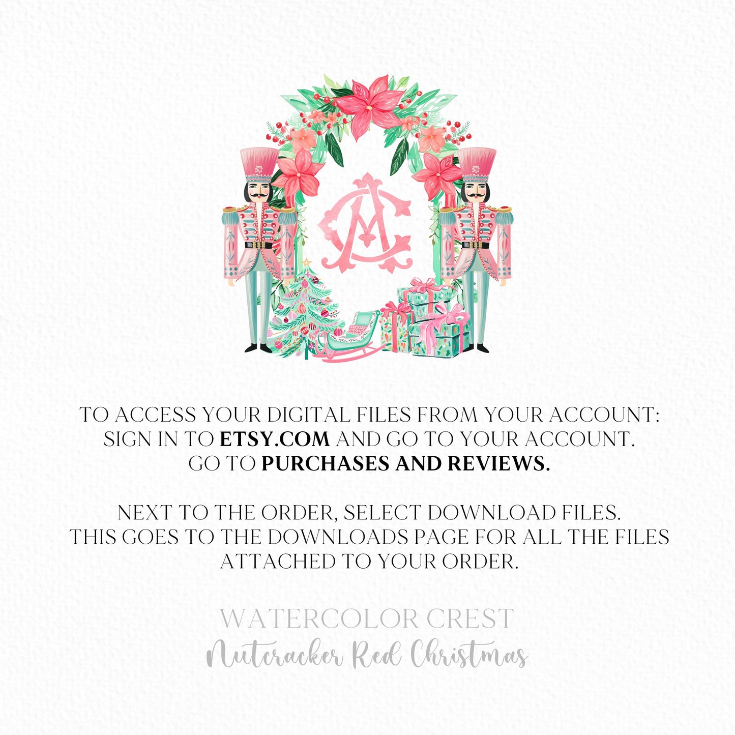 Nutcracker Pastel Christmas Crest - Monogram Crest - Christmas Watercolor Crest DIY - Luxury Watercolor Wedding Crest - Nutcracker Christmas