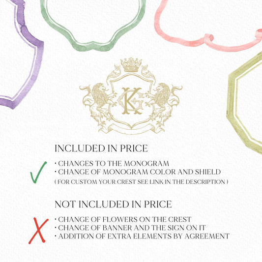 Vintage Gold Heraldic Lion Wedding Crest - Monogram Crest - Lion Luxury Line art Wedding Crest - Romantic Wedding Crest