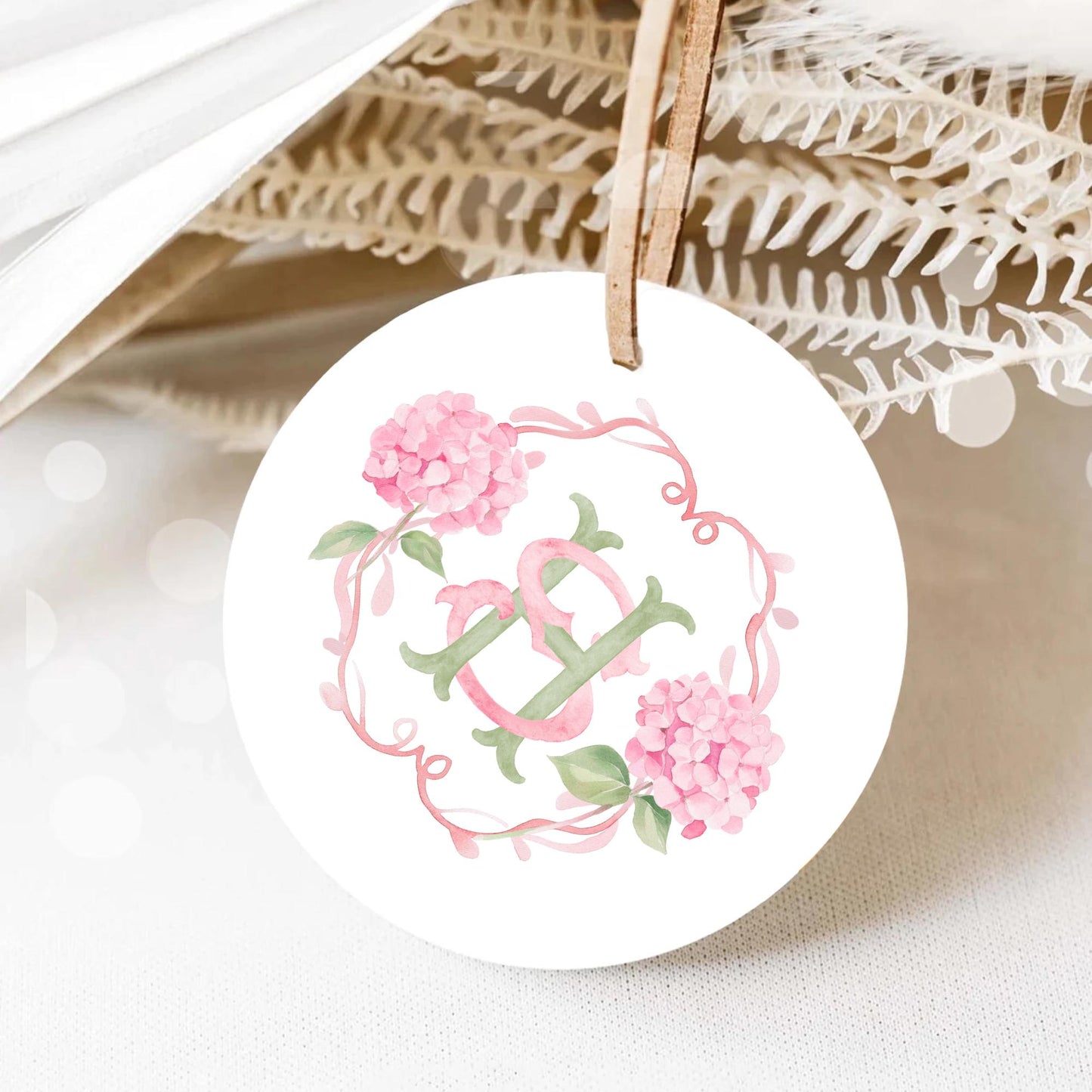 Pink Hydrangea Flower Wedding Crest - Monogram Crest - Hydrangea Floral Luxury Watercolor Wedding Crest - Romantic Wedding Crest