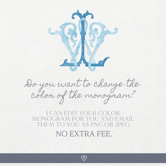 Watercolor Wedding Monogram – LW Classic Design (Digital Download)