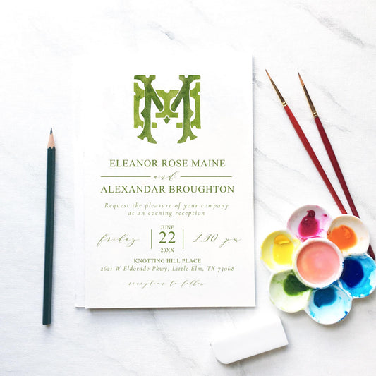 Watercolor Wedding Monogram EM/ME - Classic Design (Digital Download)
