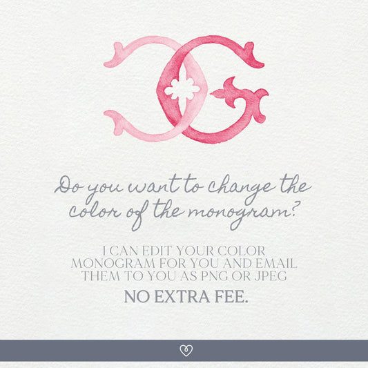 Watercolor Wedding Monogram – GC/CG Initial Crest (Digital Download)