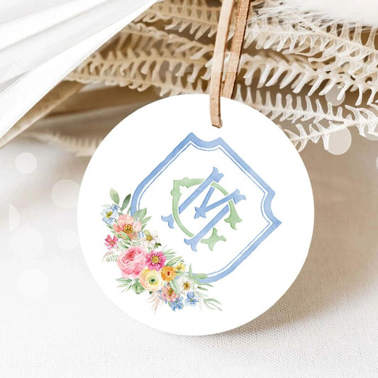 Wildflowers Bright Floral Colorful Watercolor Wedding Crest