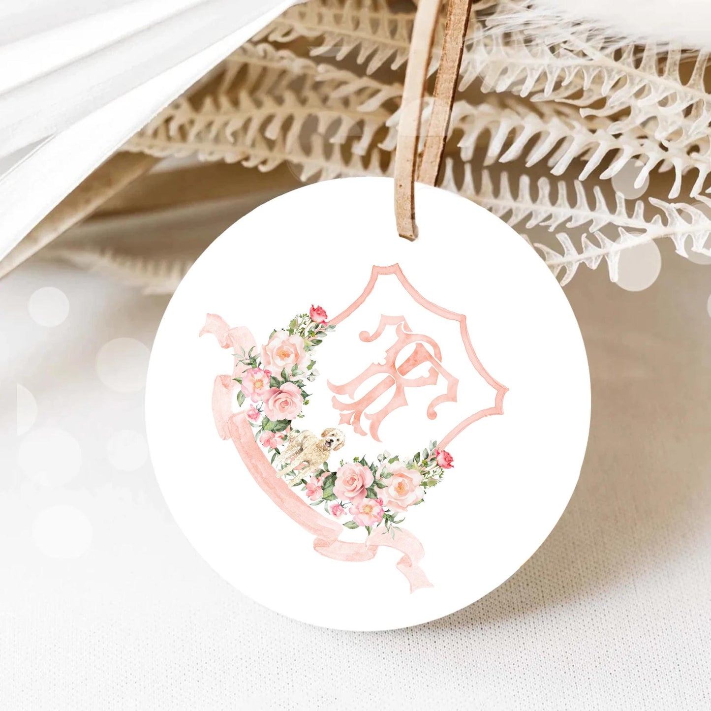 Romantic Blush Rose Peony Eucalyptus Watercolor Flower Wedding Crest - Monogram Crest - Soft Watercolor Flowers Watercolor Wedding Crest