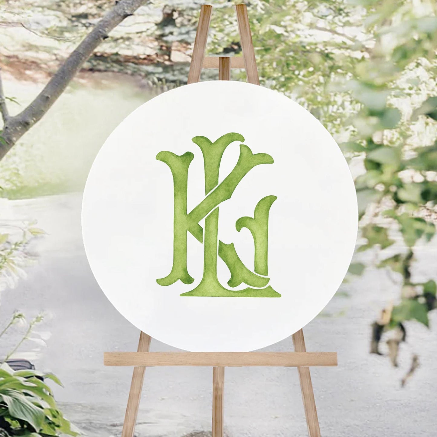 Watercolor Wedding Monogram KL-LK - Classic Letter Design (Digital Download)