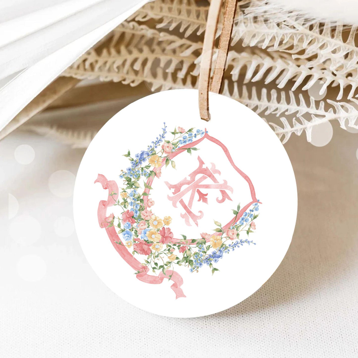 Wildflowers Pink Flower Garden Flowers Wedding Crest - Monogram Crest - Floral Luxury Watercolor Wedding Crest - Romantic Wedding Crest