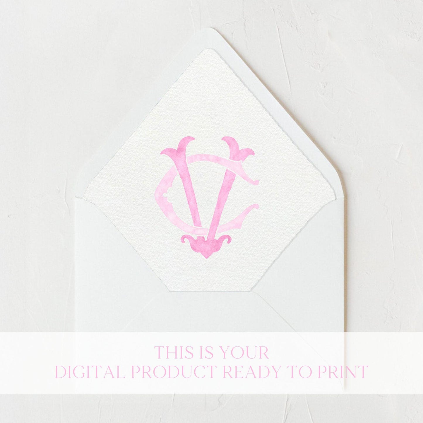 Watercolor Wedding Monogram VC CV - Classic (Digital Download)