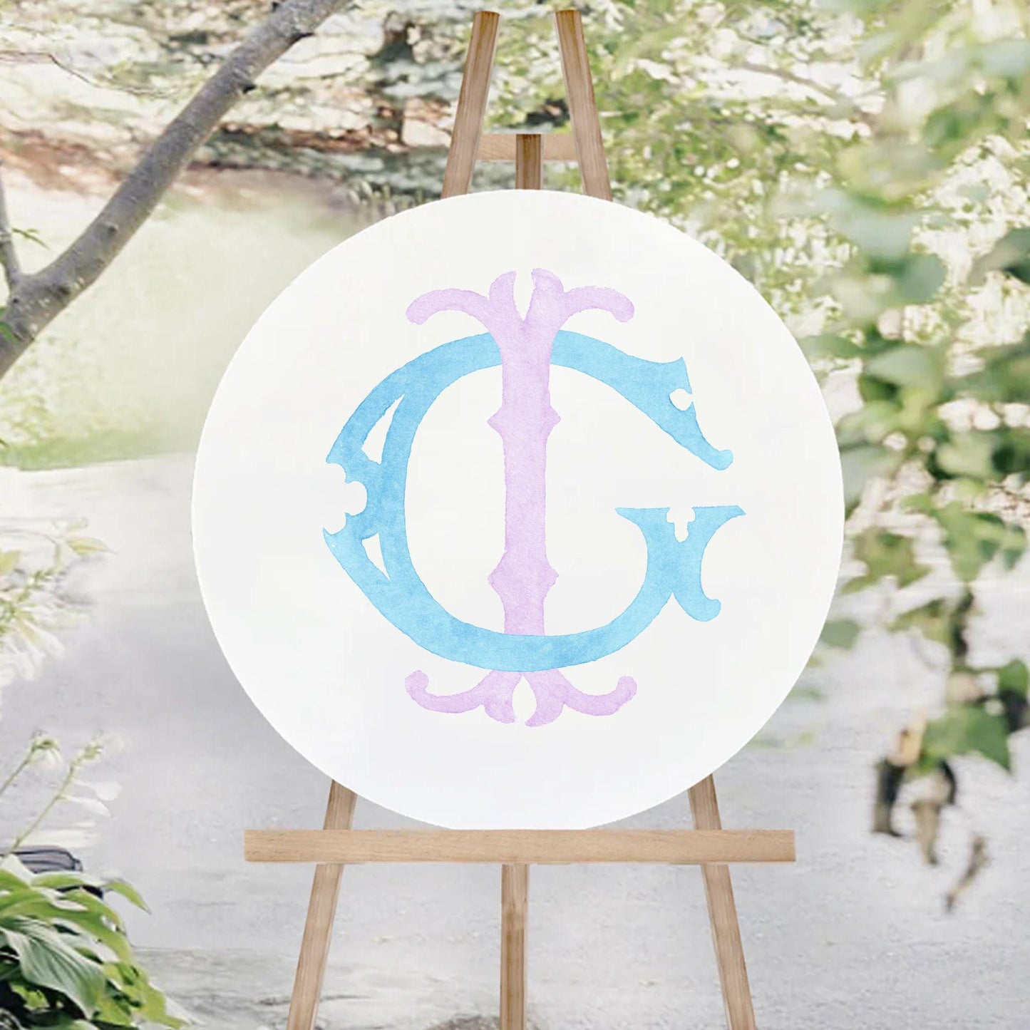 Watercolor Wedding Monogram GI/IG - Classic Interlocking Design (Digital Download)