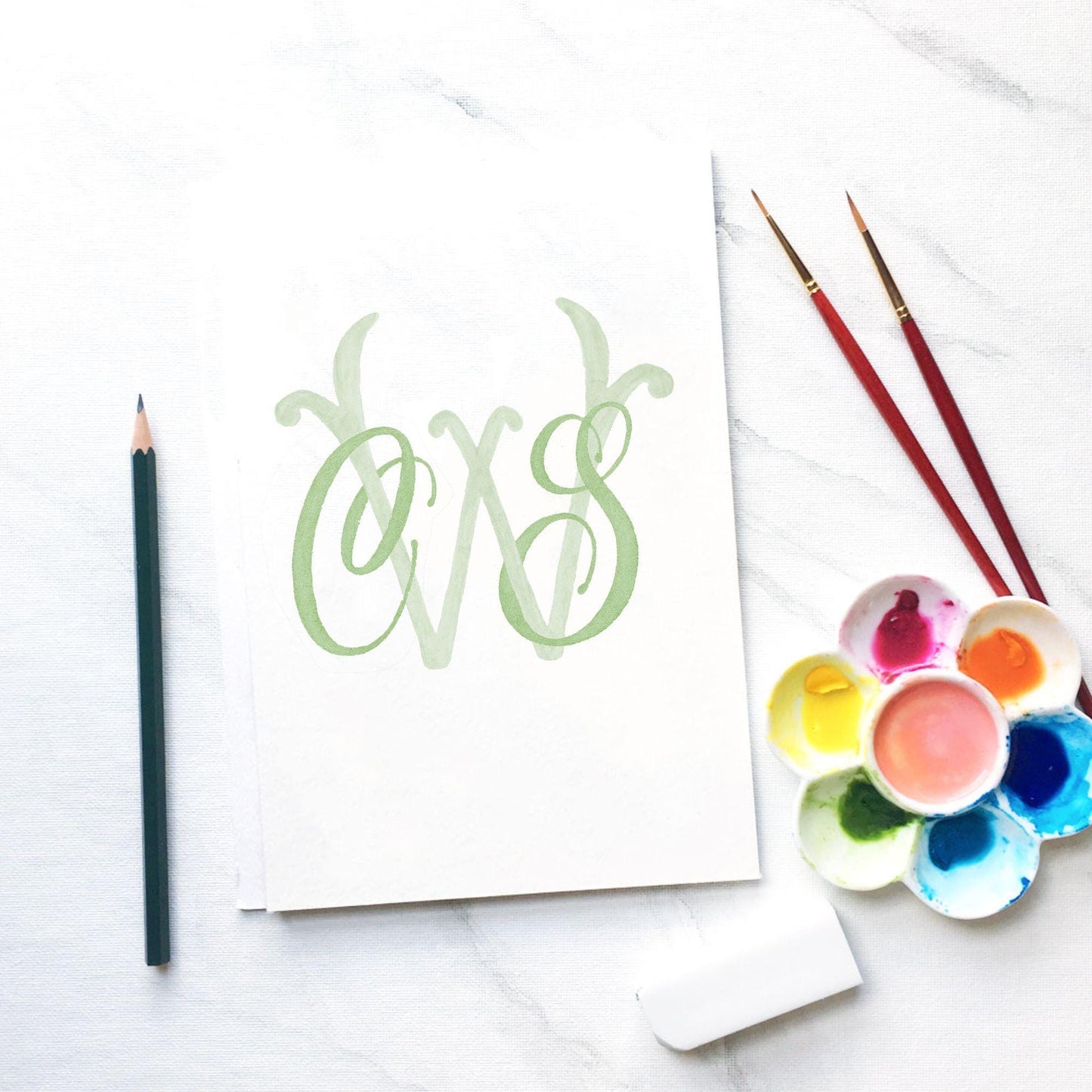 Custom Three Monogram Initial Letters, Three Monogram for Crest Design, Wedding Monogram, Wedding Logo, Custom Watercolor Wedding Crest
