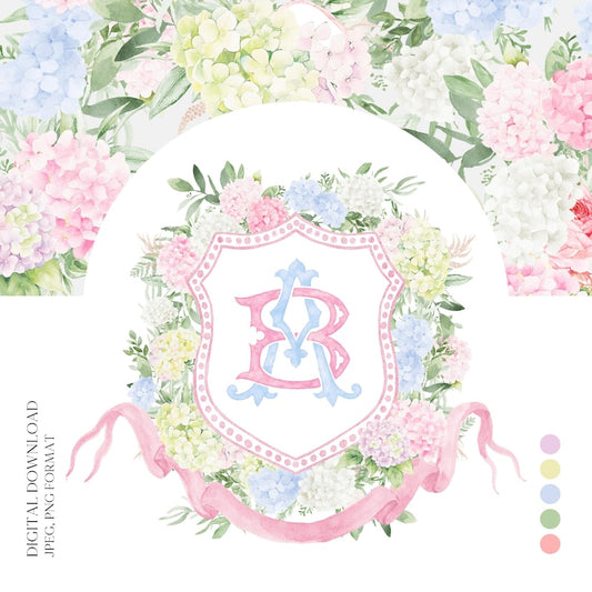 Blue White Pink Hydrangea Flower Wedding Cres