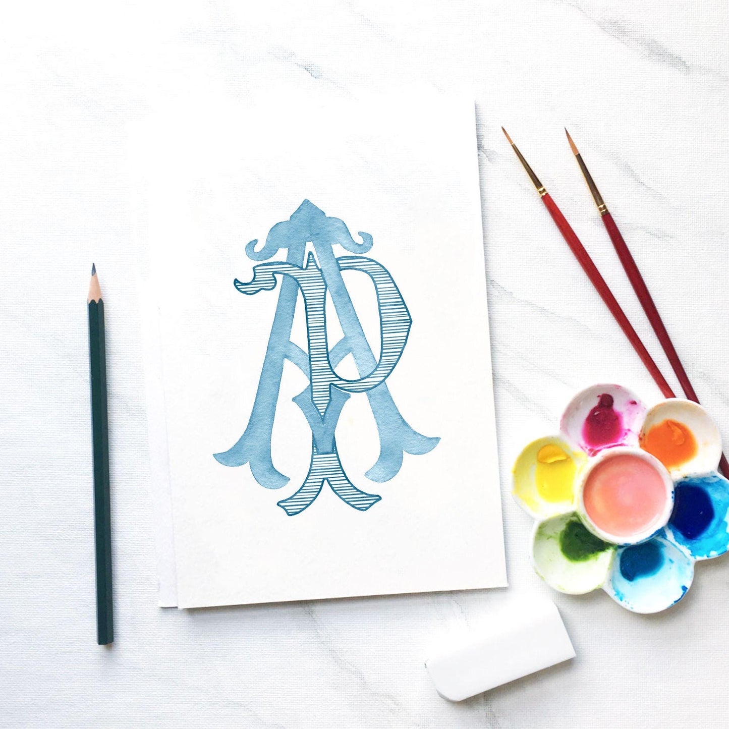 Custom Monogram Initial Letters, Monogram for Crest Design, Wedding Monogram, Wedding Logo, Custom Watercolor Wedding Crest
