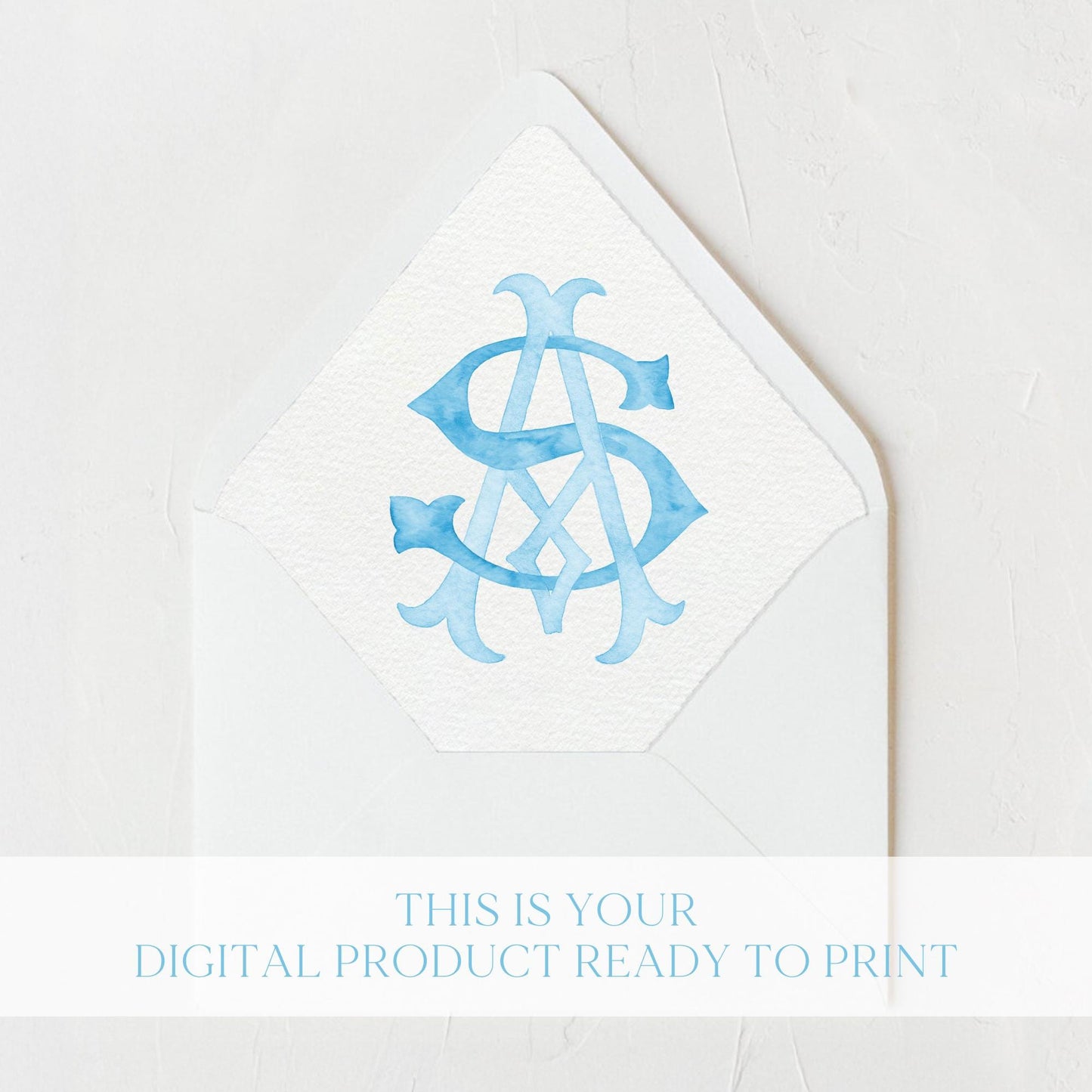 Watercolor Wedding Monogram AS - SA Classic (Digital Download)