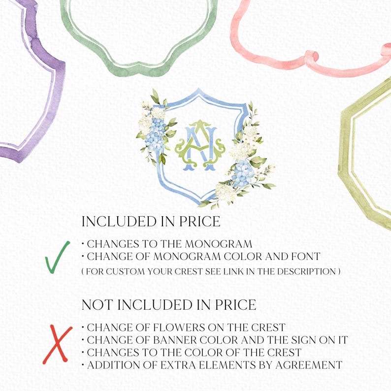 White Blue Hydrangea Flower Wedding Crest