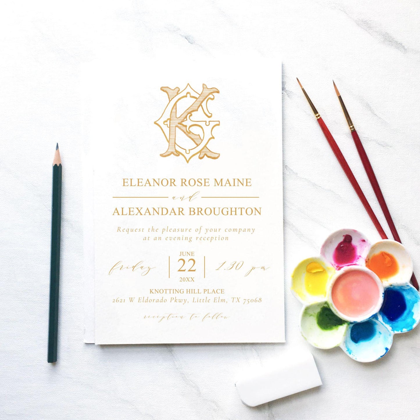 Watercolor Wedding Monogram KG – Classic Initial Crest (Digital Download)