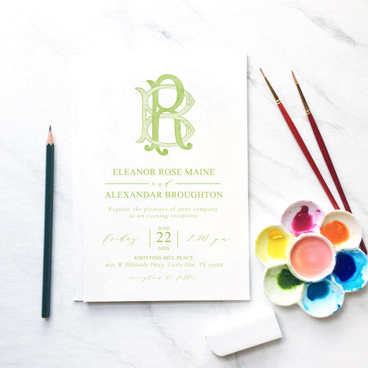 Watercolor Wedding Monogram RB – Classic Initial Crest (Digital Download)
