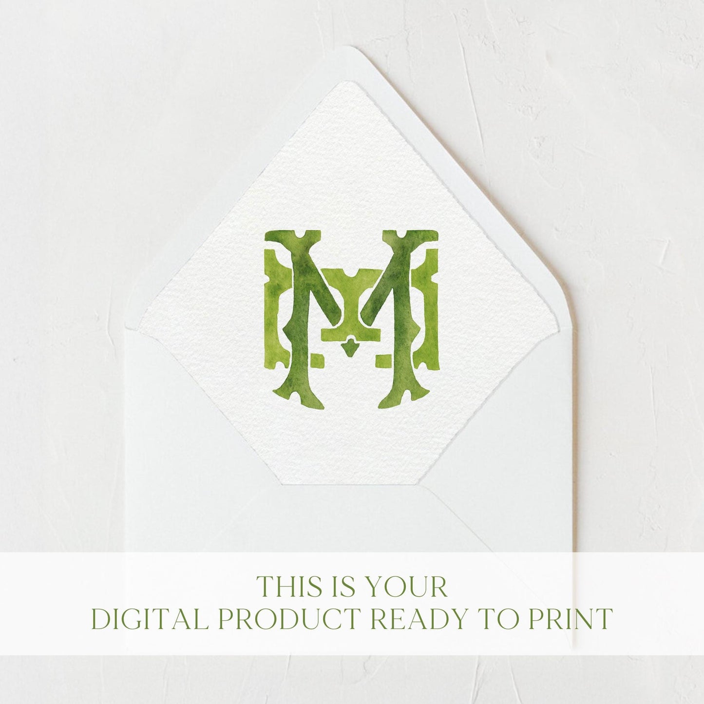 Watercolor Wedding Monogram EM/ME - Classic Design (Digital Download)