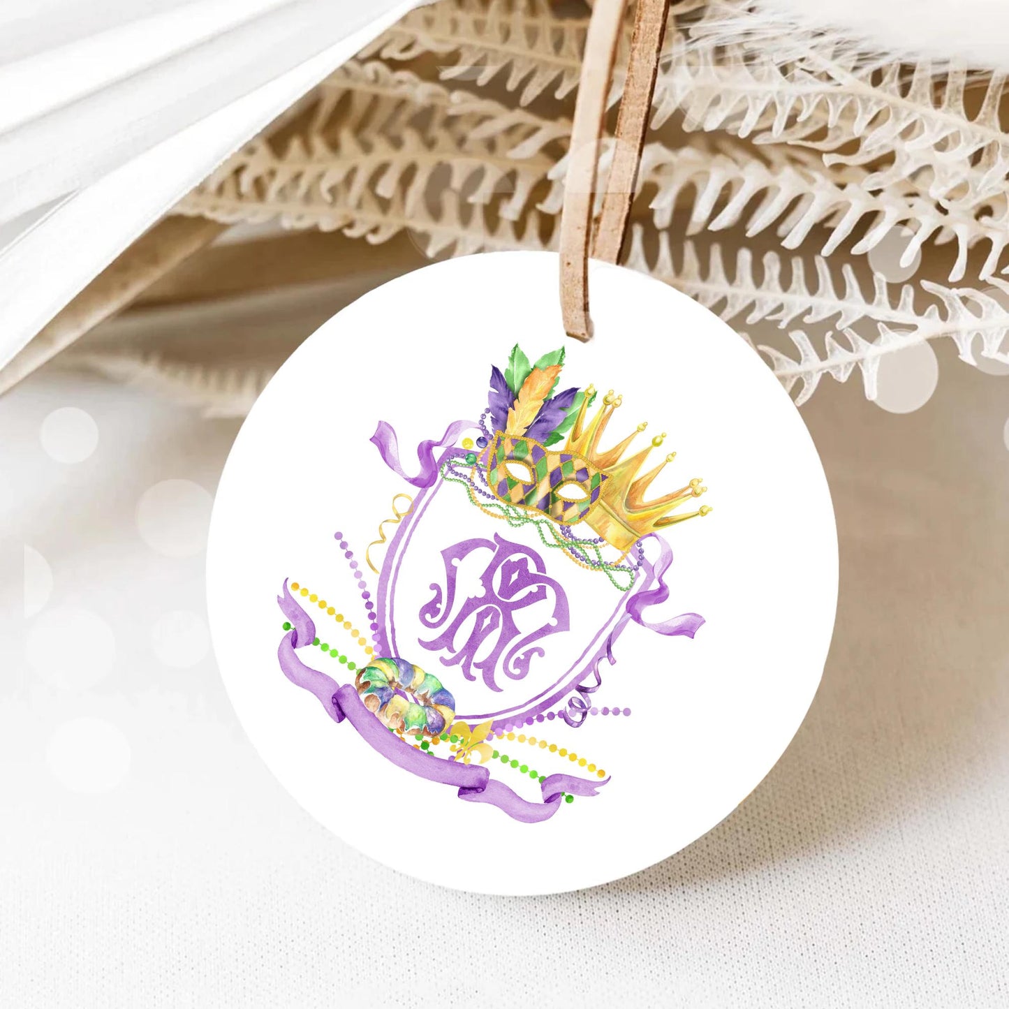 Mardi Gras New Orleans Crest Watercolor Wedding Crest - Monogram Crest - Mardi Gras Watercolor Wedding Crest Romantic Wedding Crest