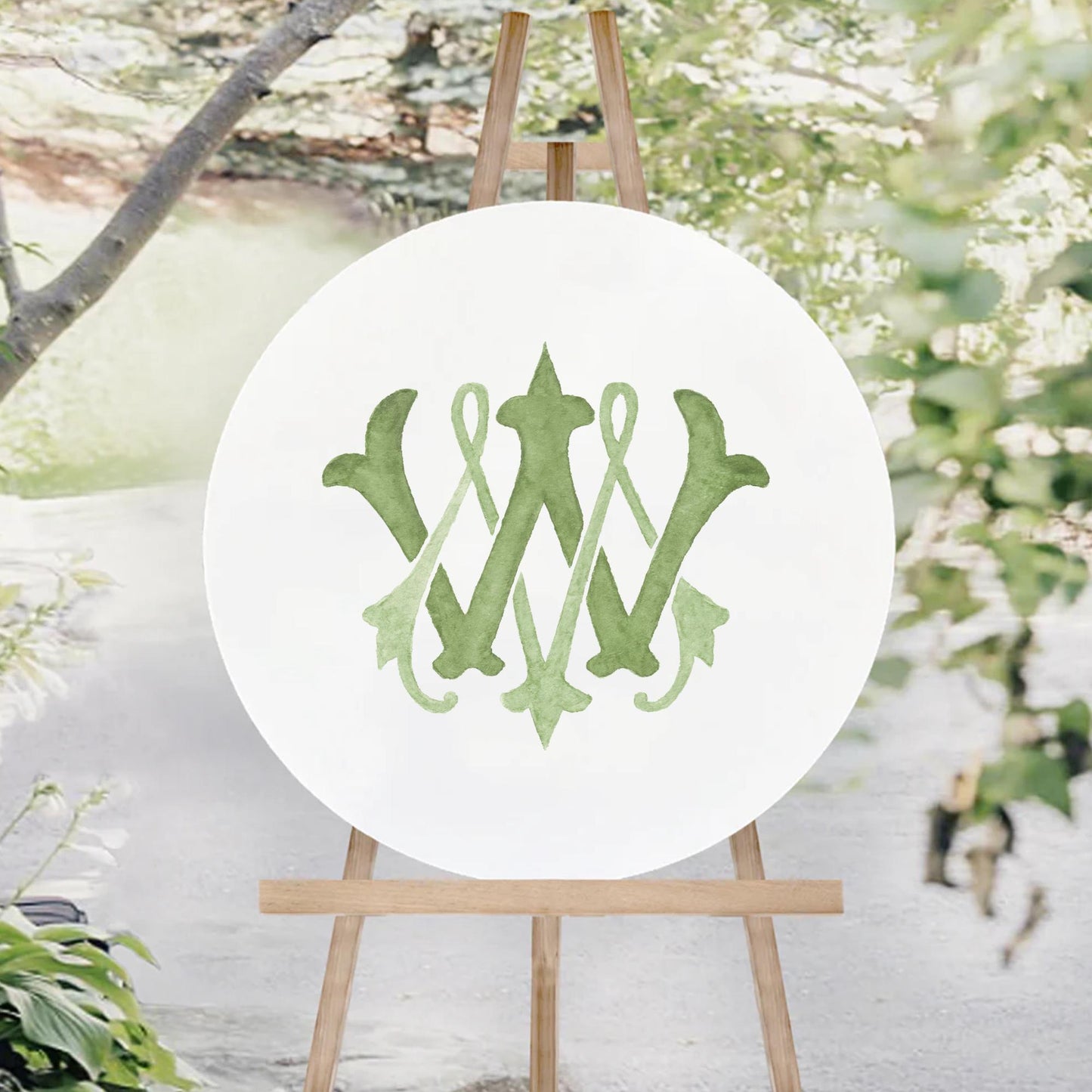 Watercolor Wedding Monogram – WM/MW Classic Design (Digital Download)