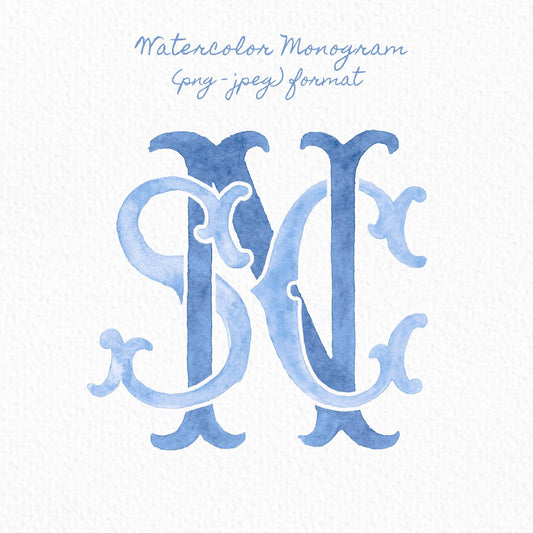 Custom Three Monogram Initial Letters, Three Monogram for Crest Design, Wedding Monogram, Wedding Logo, Custom Watercolor Wedding Crest