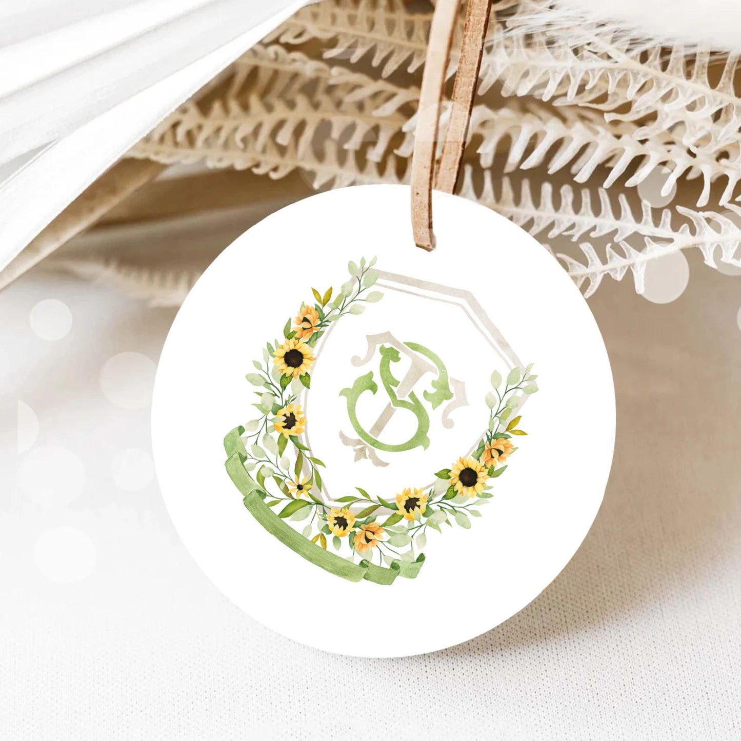 Sunflower Rustic Flower Wedding Crest - Monogram Crest - Sunflower Floral Luxury Watercolor Wedding Crest - Romantic Wedding Crest