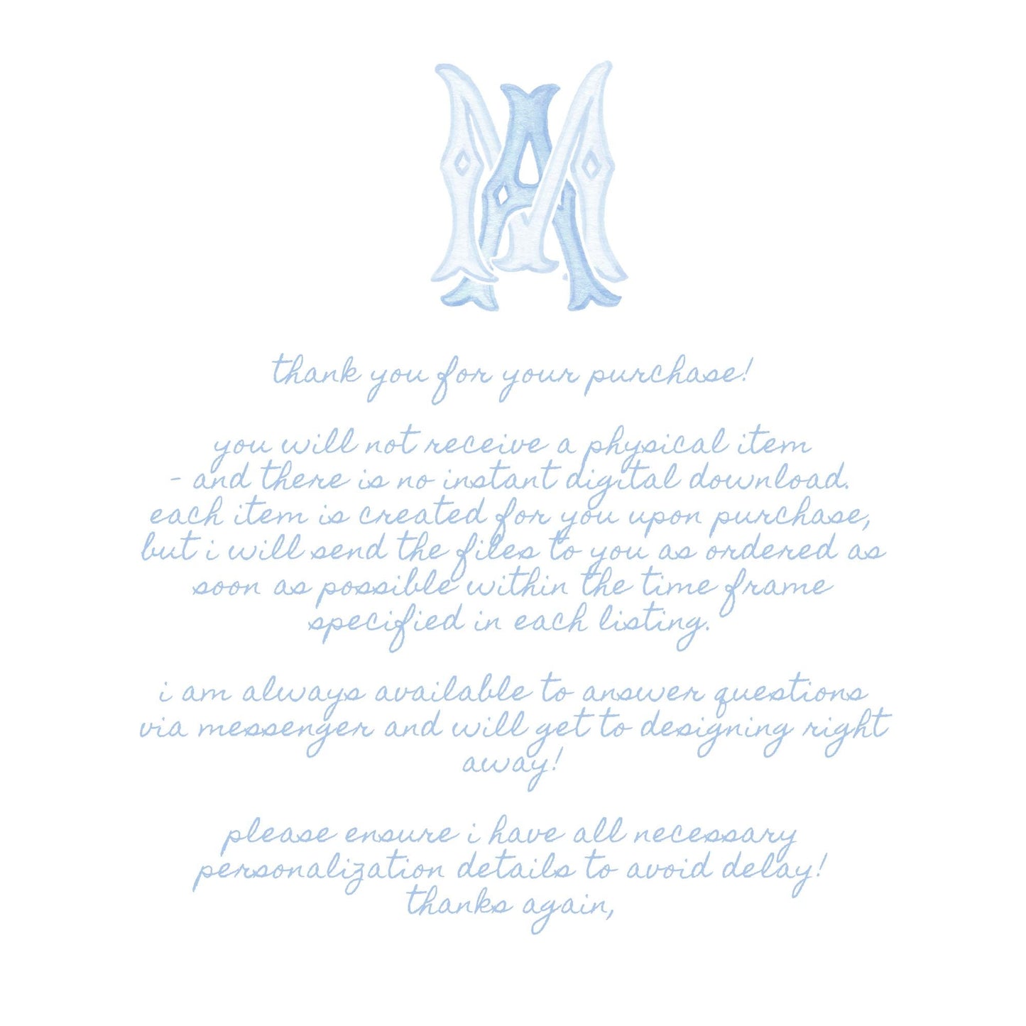 Custom Monogram Initial Letters, Monogram for Crest Design, Wedding Monogram, Wedding Logo, Custom Watercolor Wedding Crest