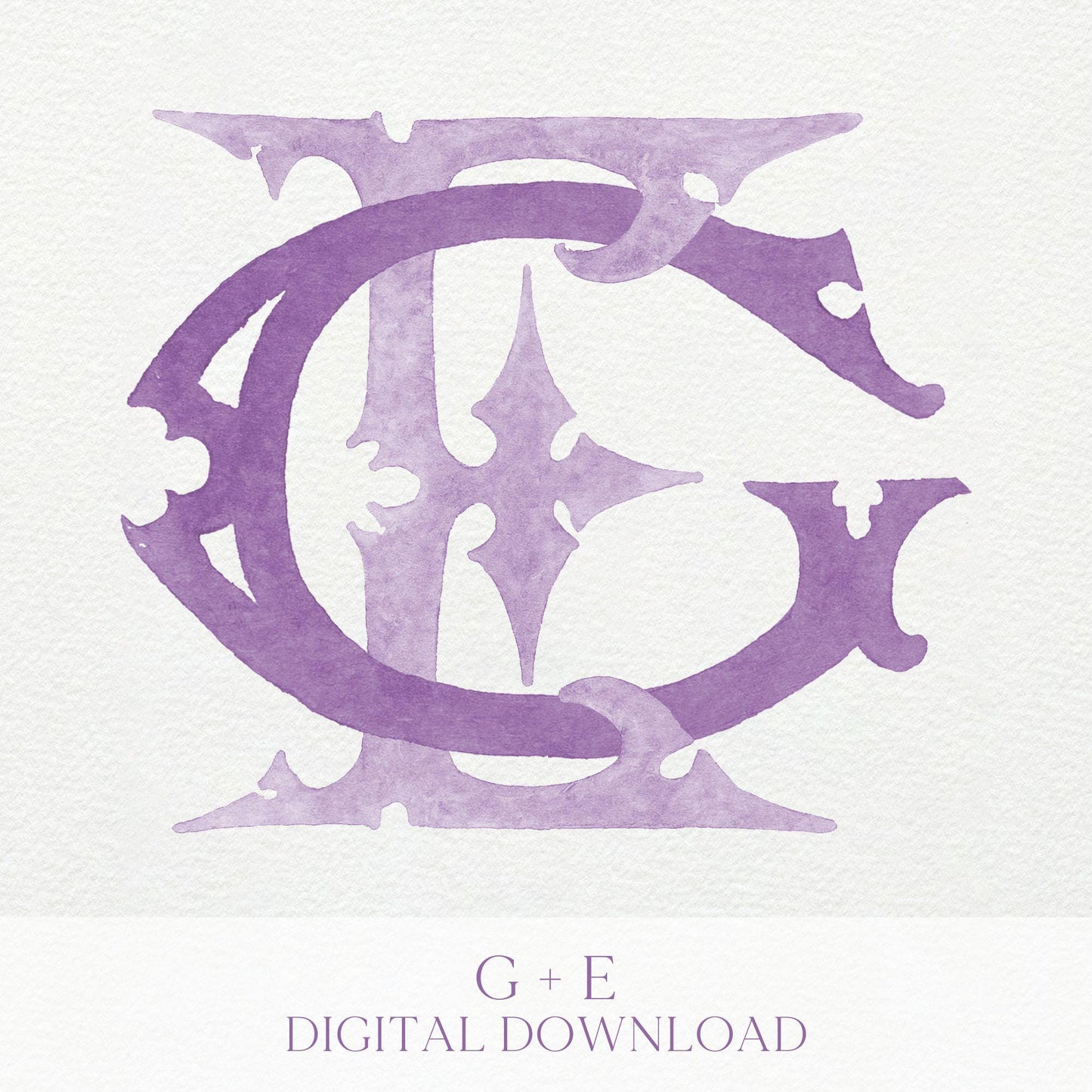 Watercolor Wedding Monogram GE/EG – Classic Letter Design (Digital Download)