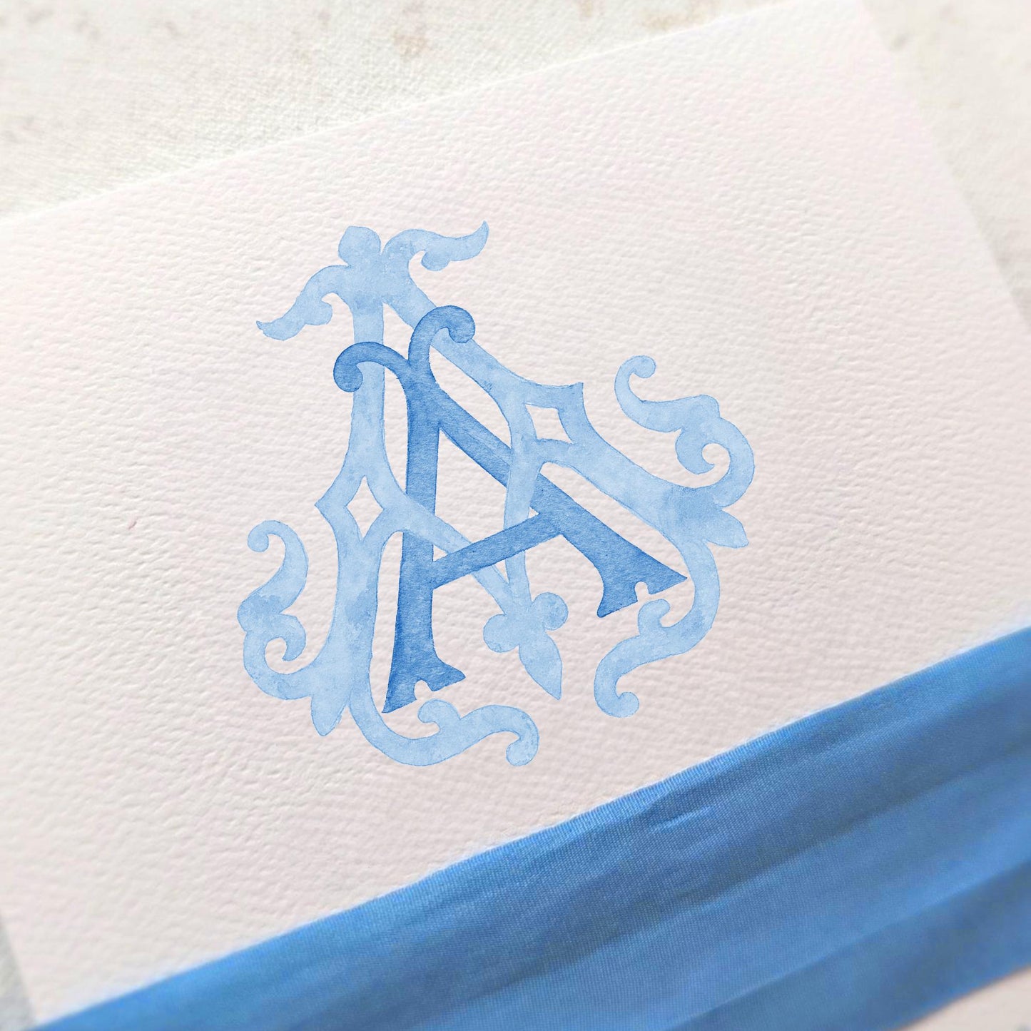 Watercolor Wedding Monogram AA - Elegant Letter Crest (Digital Download)