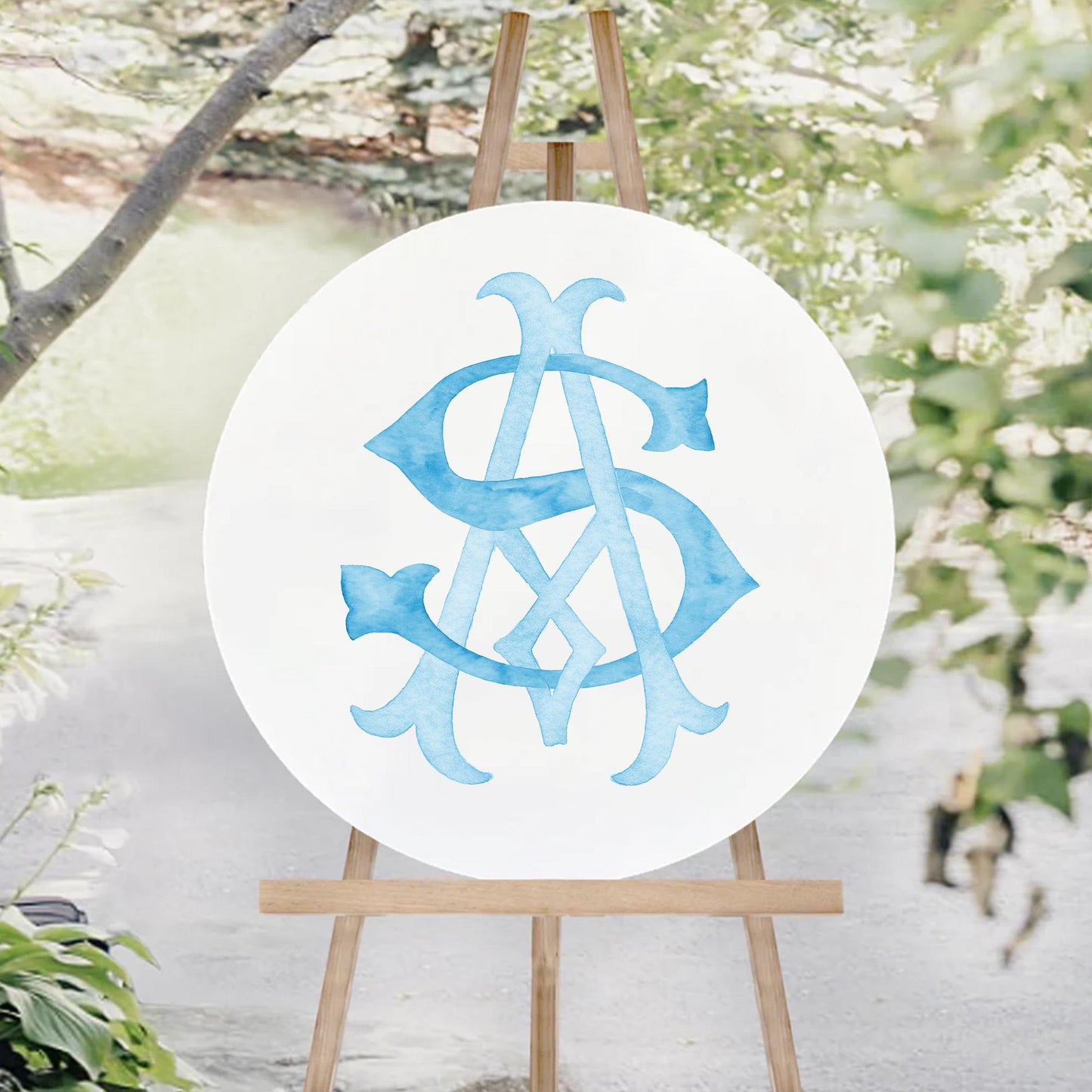 Watercolor Wedding Monogram AS - SA Classic (Digital Download)