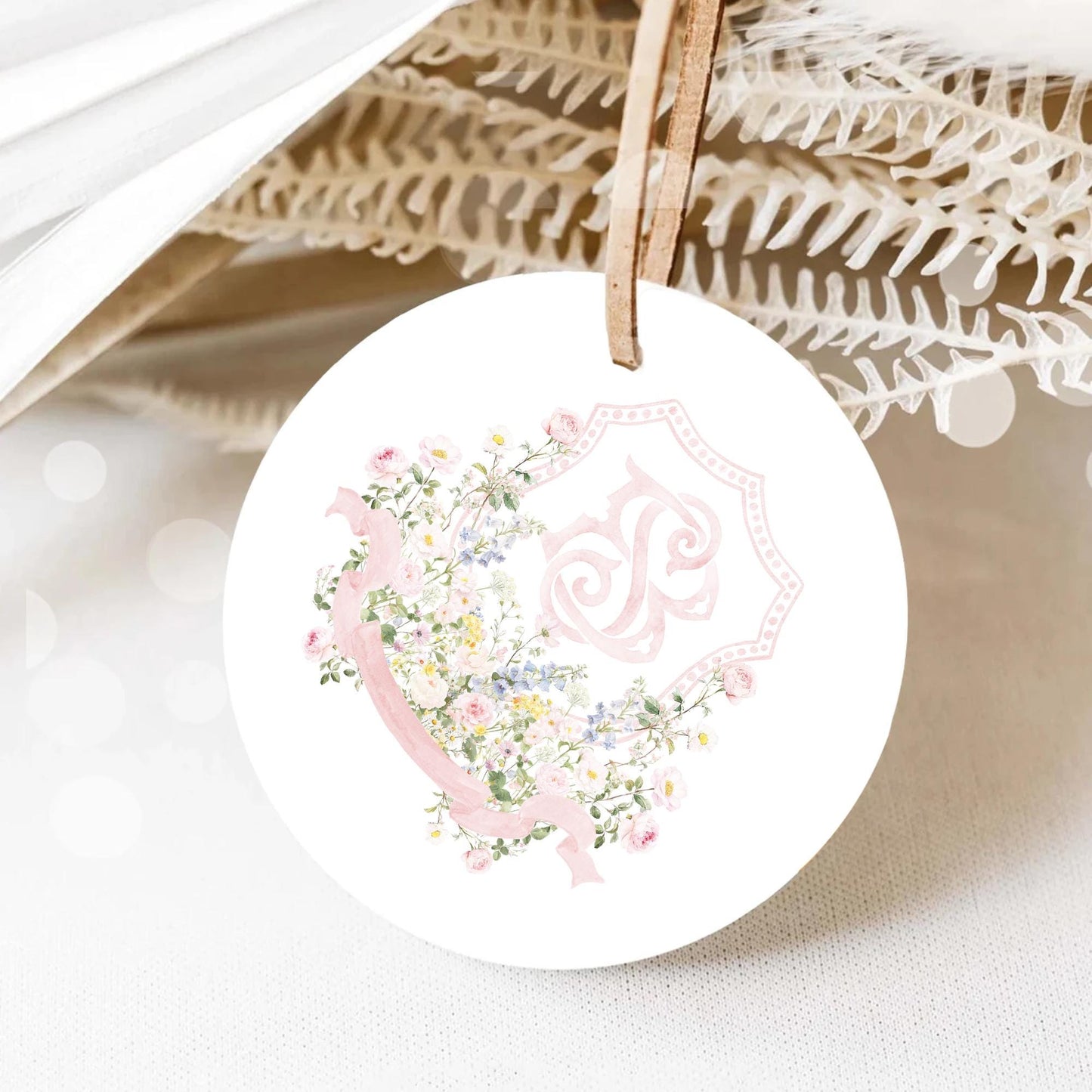 Pastel Wildflowers Light Pink Watercolor Wedding Crest - Monogram Crest - Floral Watercolor Wedding Crest - Romantic Wedding Crest