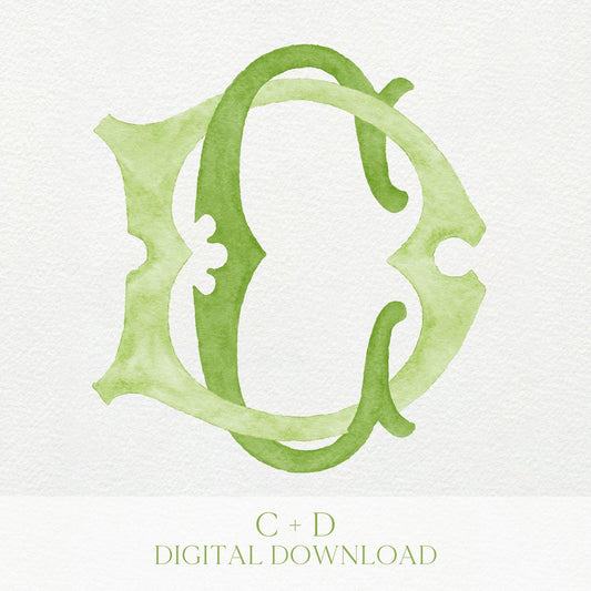Watercolor Wedding Monogram – DC Classic Design (Digital Download)