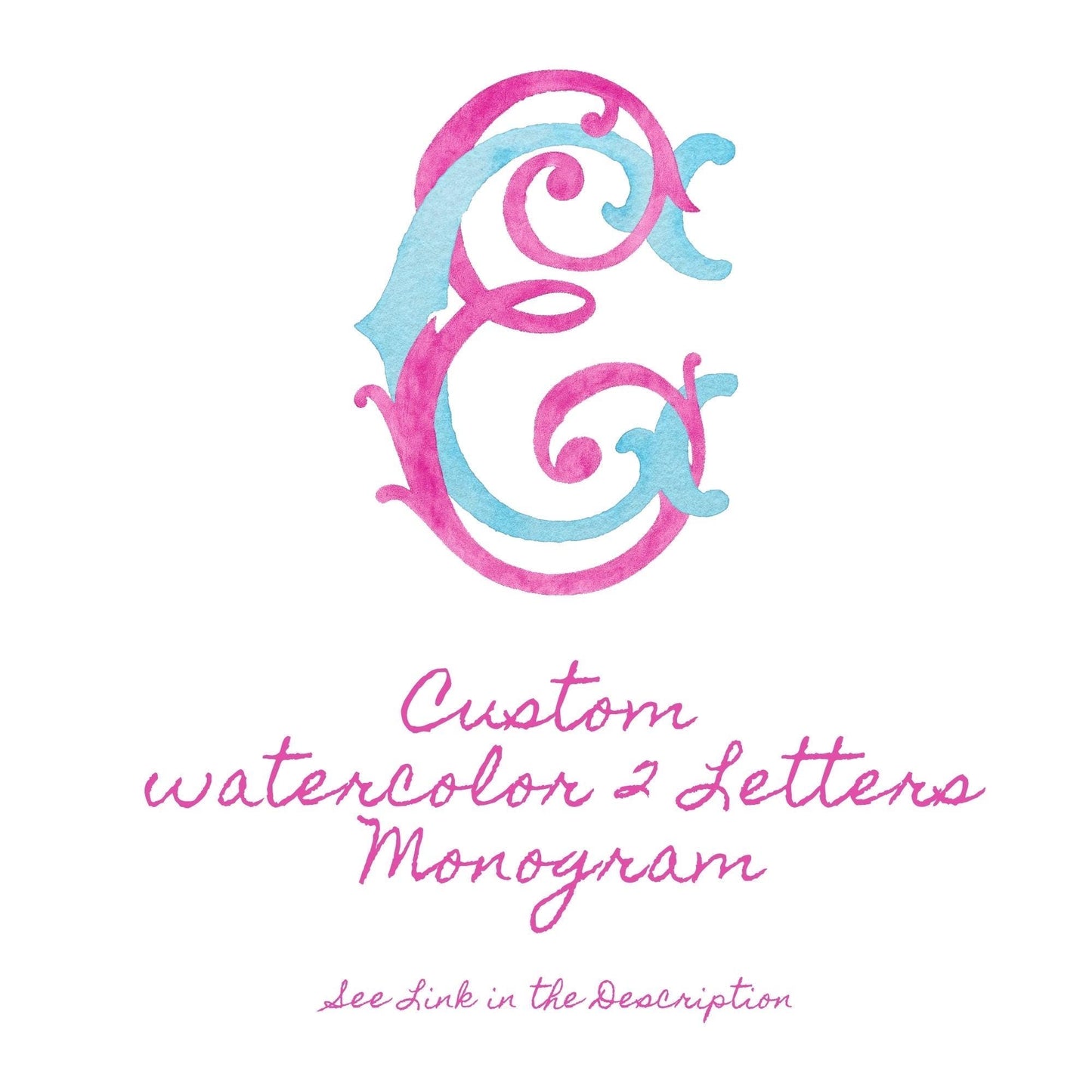 Custom Monogram Initial Letters, Monogram for Crest Design, Wedding Monogram, Wedding Logo, Custom Watercolor Wedding Crest