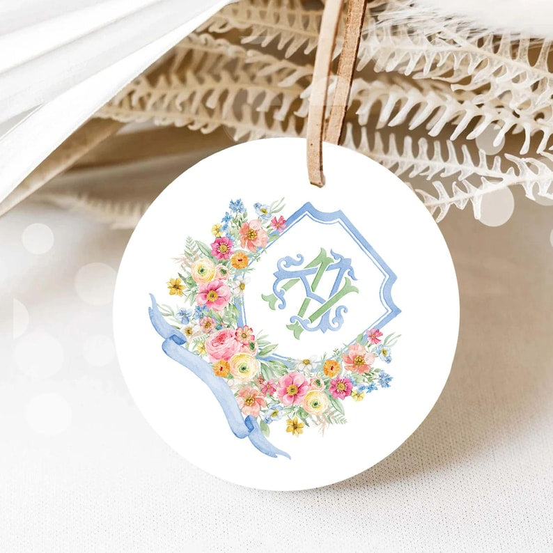Wildflowers Bright Floral Colorful Watercolor Wedding Crest