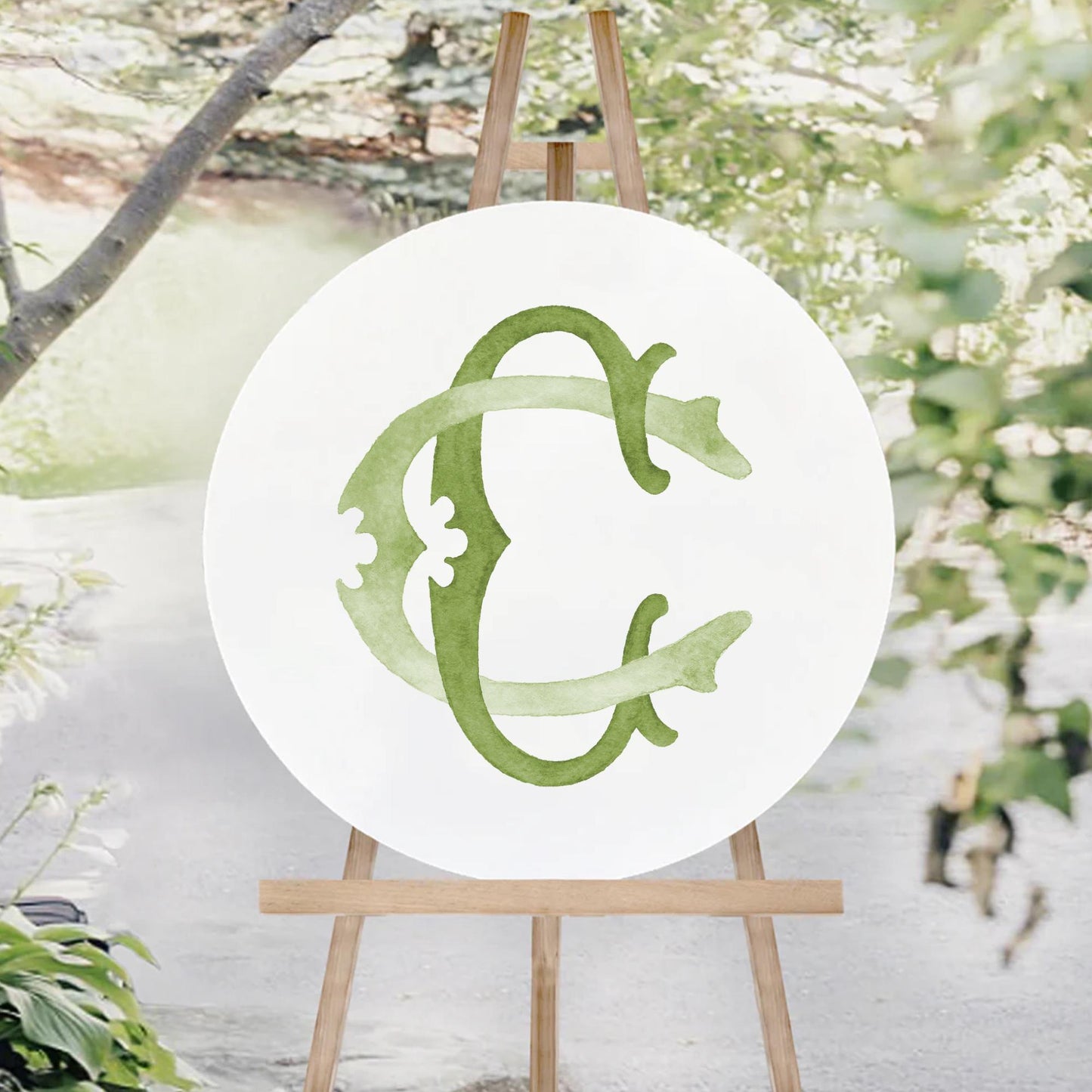 Watercolor Wedding Monogram CC Classic Monogram - Digital Download - 2 Letter Monogrammed - Custom Watercolor Wedding Crest
