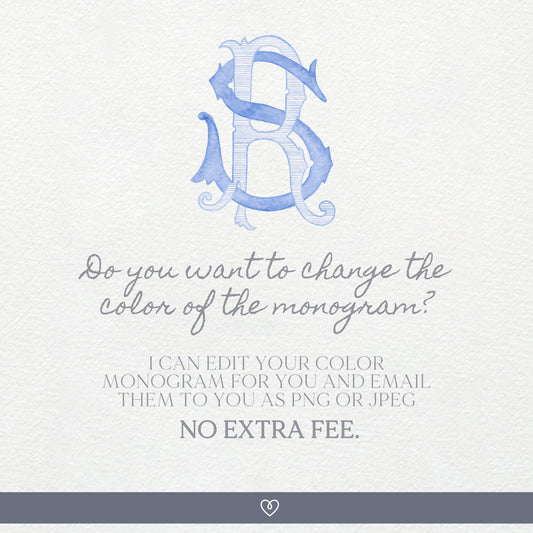 Watercolor Wedding Monogram – SR Initials, Classic Design (Digital Download)