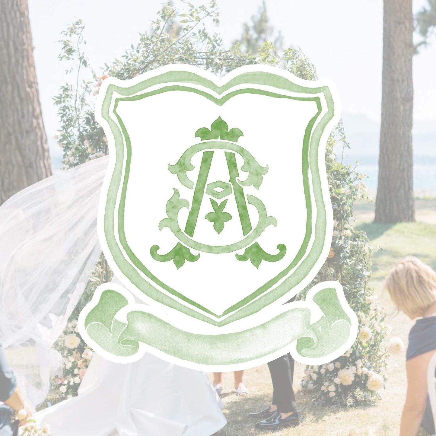 Modern Classic Wedding Crest - Monogram Crest - Luxury Watercolor Wedding Crest - Romantic Wedding Crest - Custom Monogram Initial Letters
