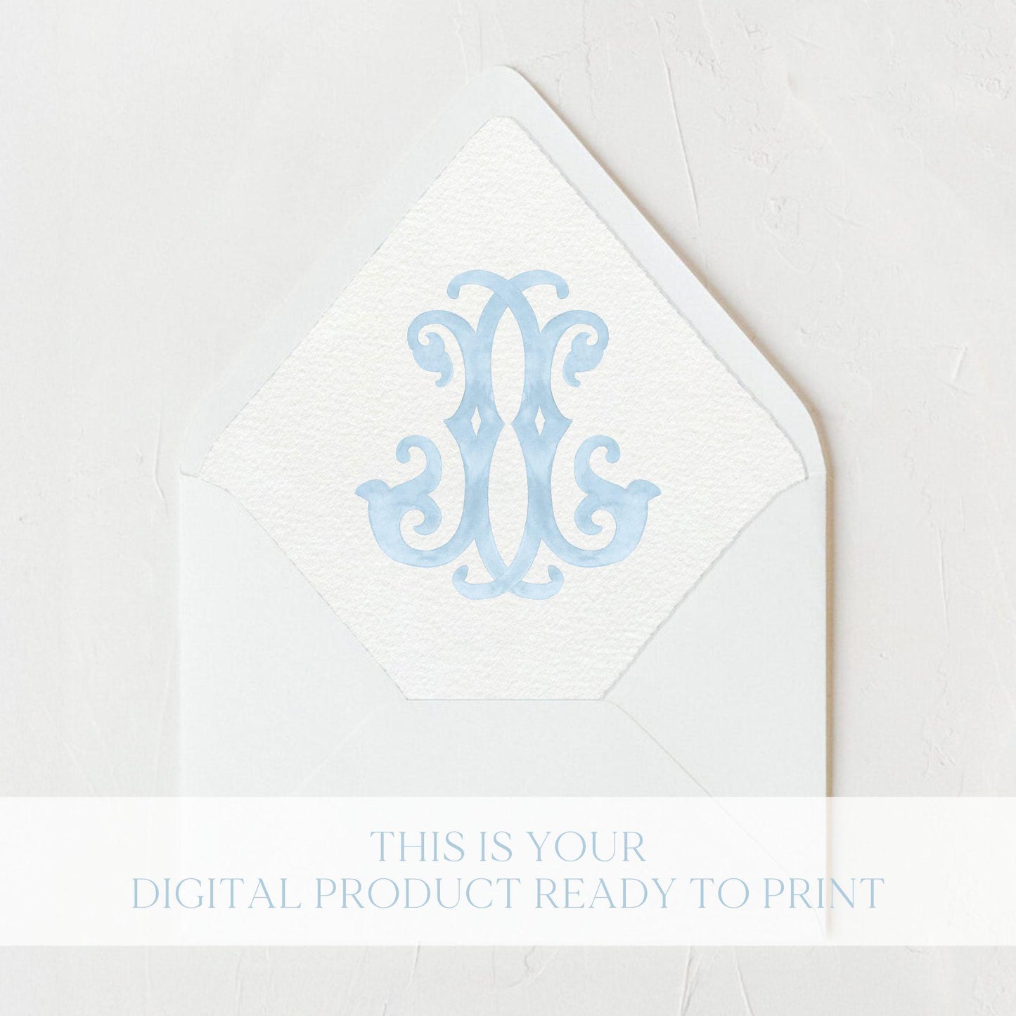 Watercolor Wedding Monogram JJ – Classic Design (Digital Download)