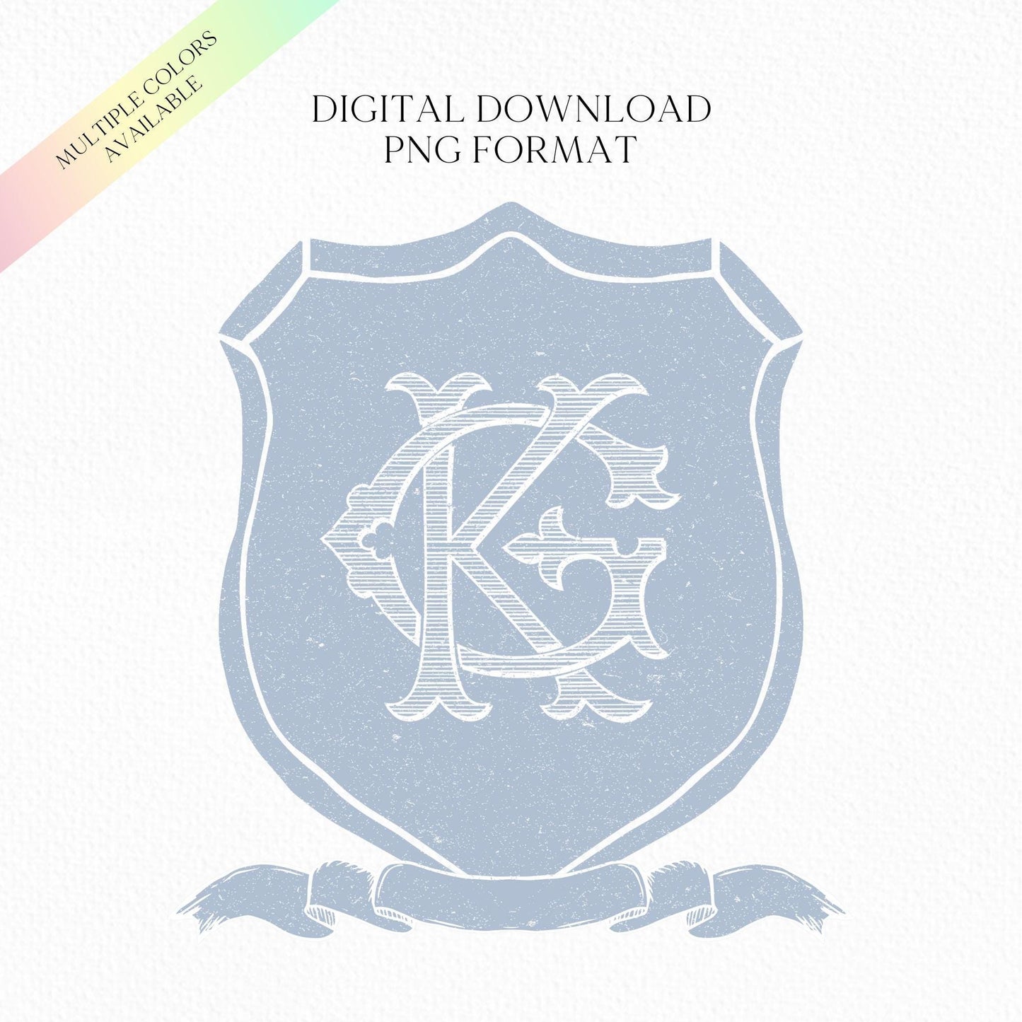 Vintage Blue Simple Crest - Monogram Crest - Luxury Line art Wedding Crest - Romantic Wedding Crest