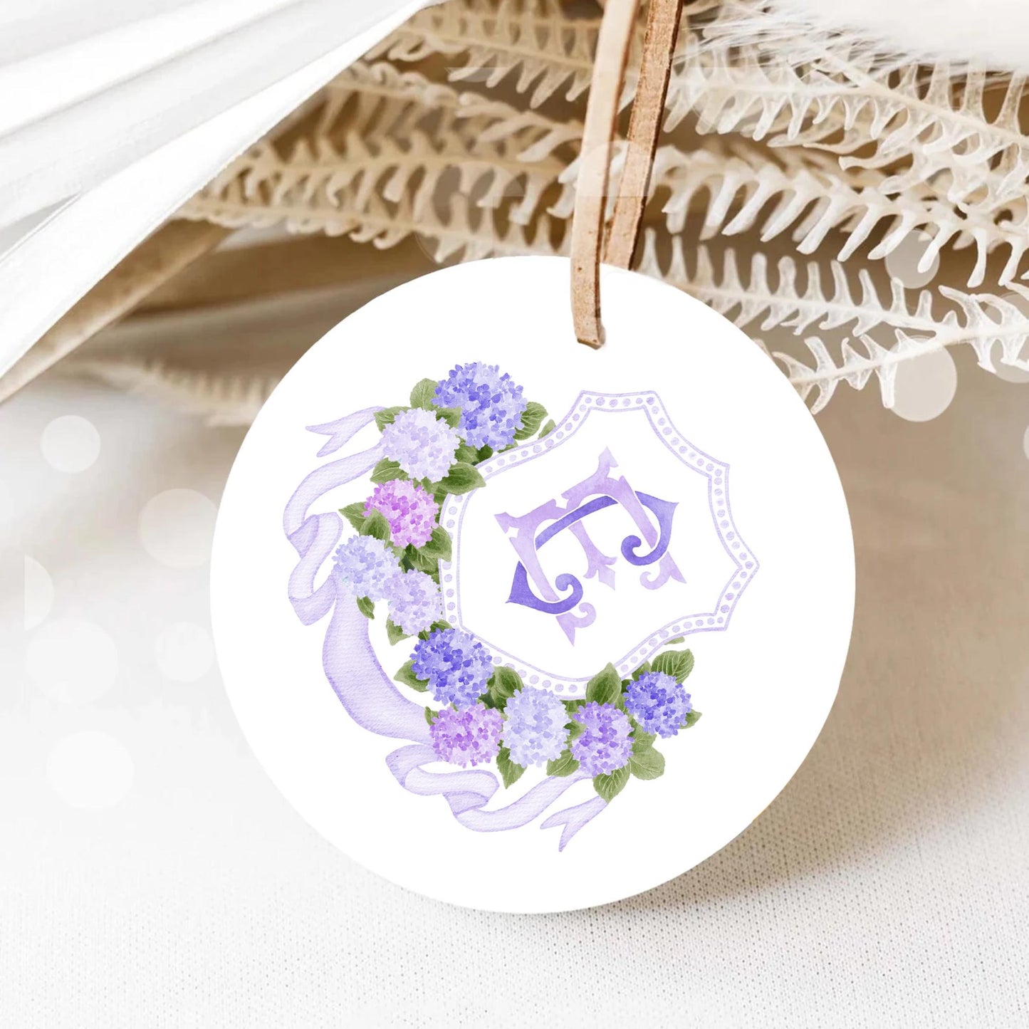 Watercolor Purple Hydrangea Flower Wedding Crest - Monogram Crest - Hydrangea Floral Watercolor Wedding Crest - Romantic Wedding Crest
