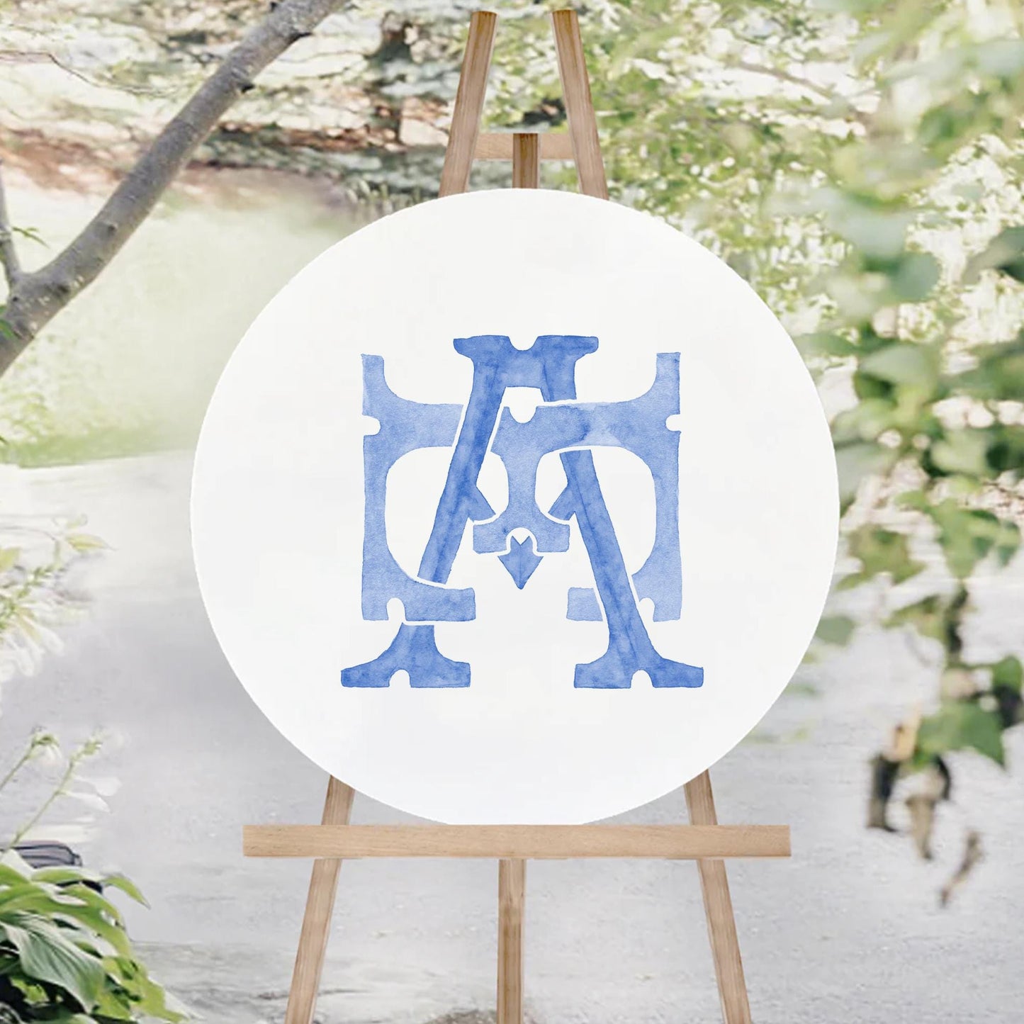 Watercolor Wedding Monogram AE  - EA Classic Monogram - Digital Download - 2 Letter Monogrammed - Custom Watercolor Wedding Crest