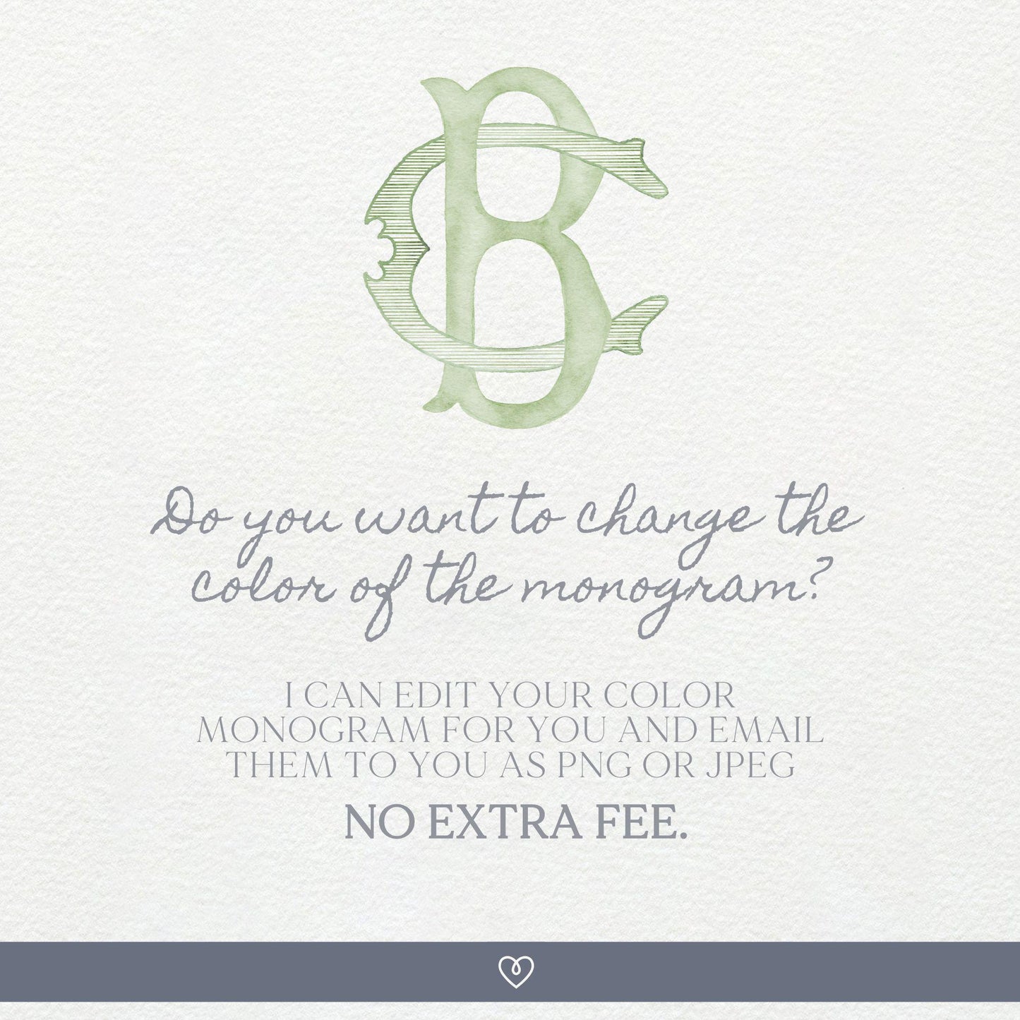 Watercolor Wedding Monogram CB - Classic BC (Digital Download)