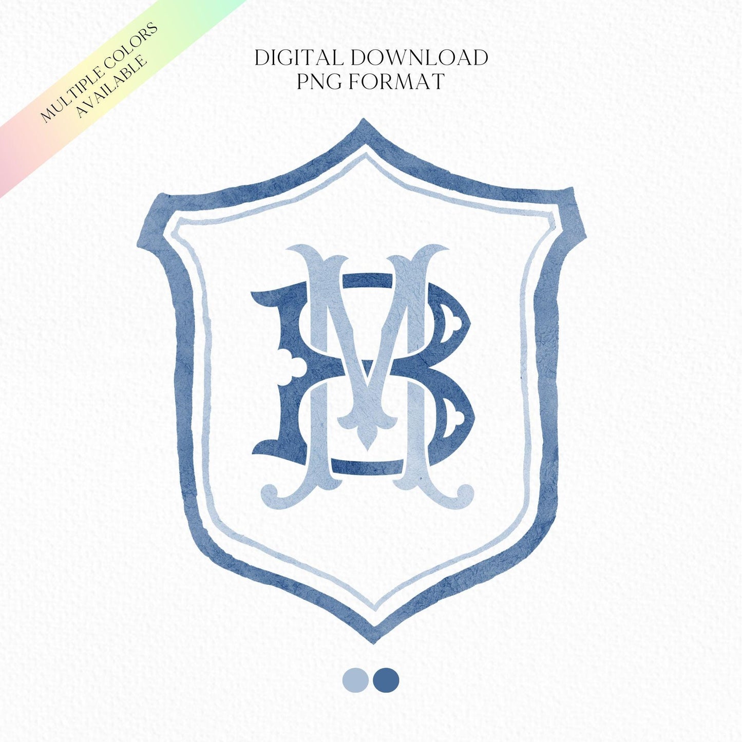 Modern Classic Wedding Crest - Monogram Crest - Luxury Watercolor Wedding Crest - Romantic Wedding Crest - Custom Monogram Initial Letters