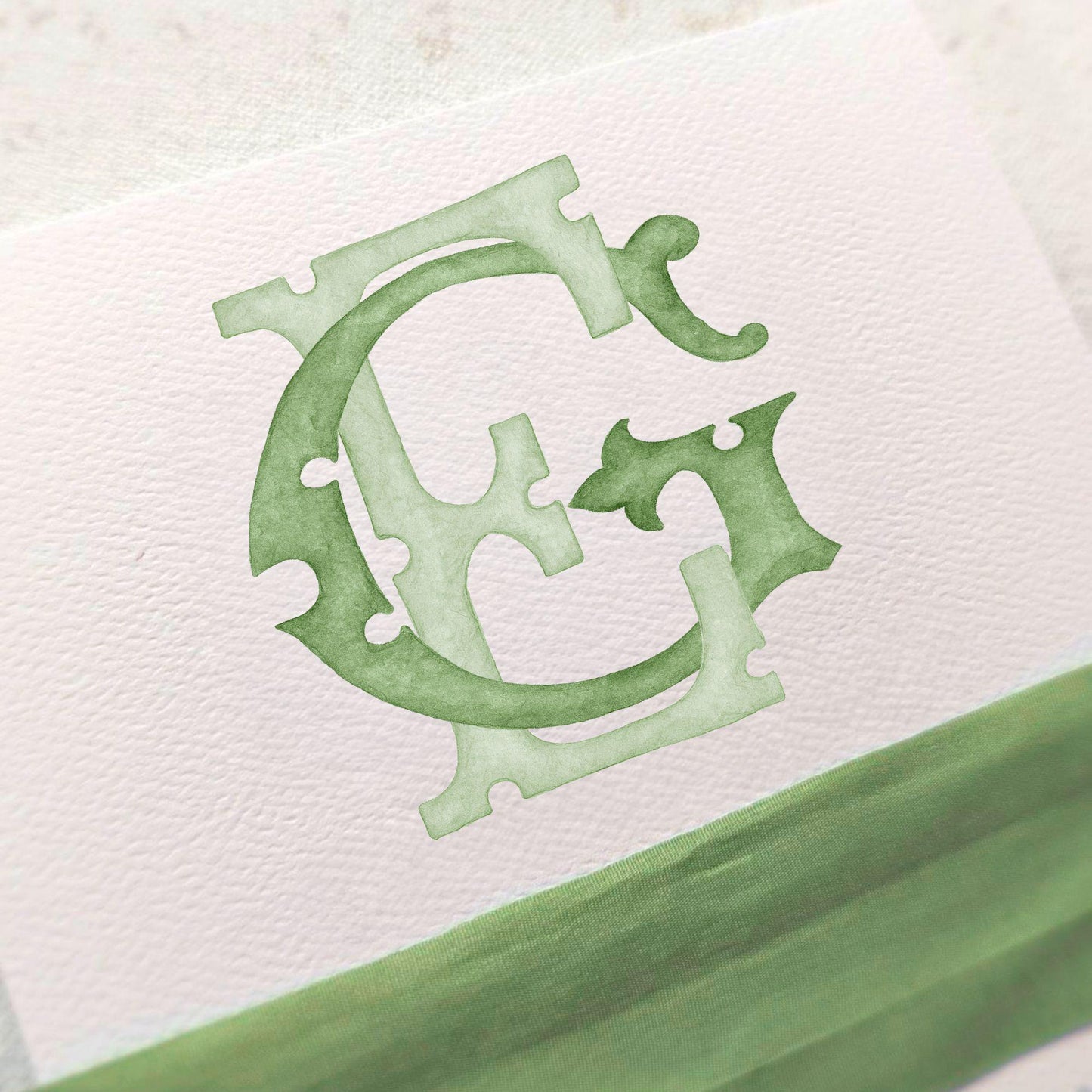 Watercolor Wedding Monogram EG – Classic Letter Crest (Digital Download)