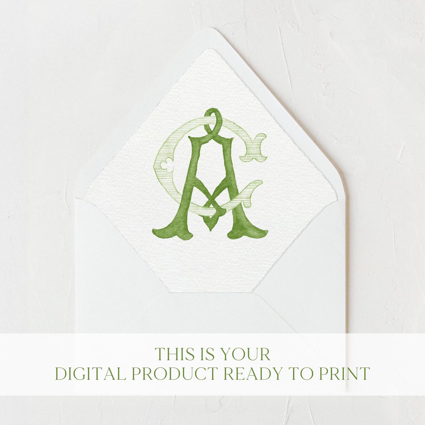 Watercolor Wedding Monogram AC/CA - Classic Design (Digital Download)