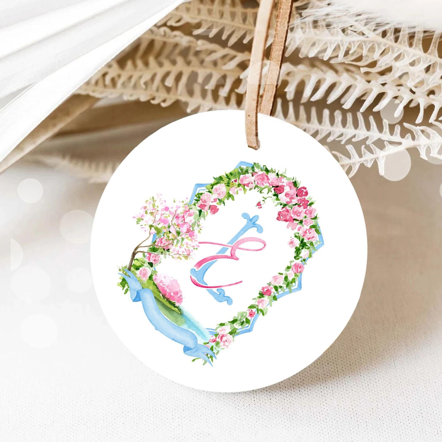 Blossom Tree Floral Garden Watercolor Flower Wedding Crest - Monogram Crest - Floral Watercolor Wedding Crest - Romantic Wedding Crest