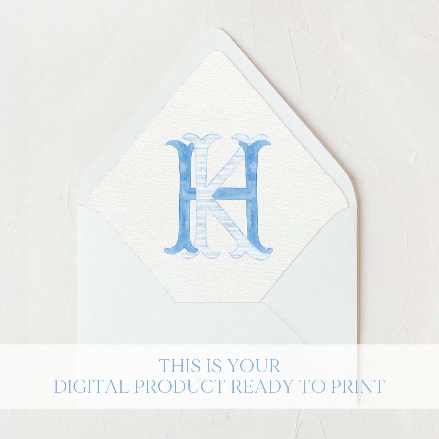 Watercolor Wedding Monogram HK - Classic Initials (Digital Download)
