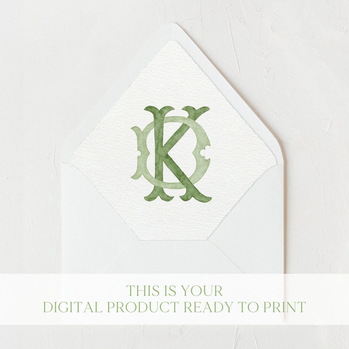 Watercolor Wedding Monogram KD - Classic 2 Letter Design (Digital Download)