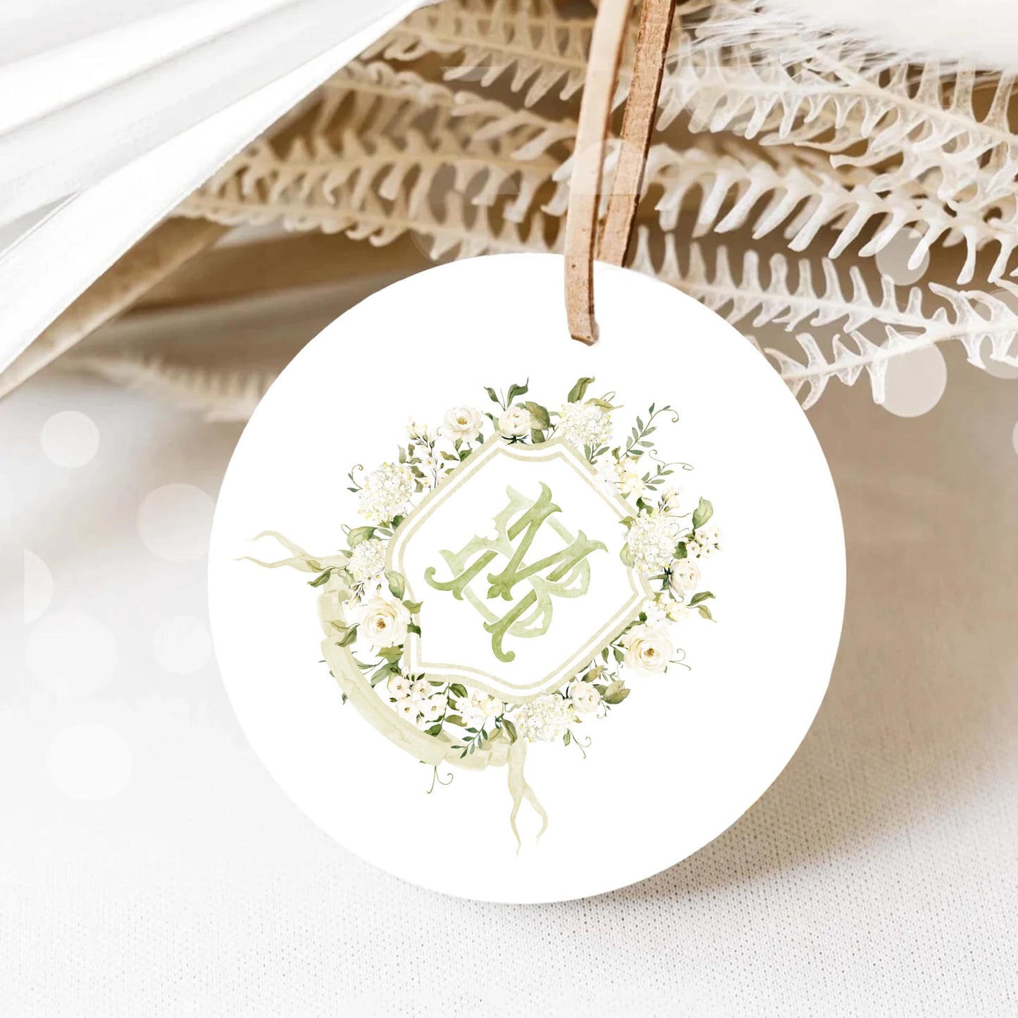 White Hydrangea Flower Wedding Crest - Monogram Crest - Hydrangea Floral Watercolor Wedding Crest - Romantic Wedding Crest - Boho Hydrangea