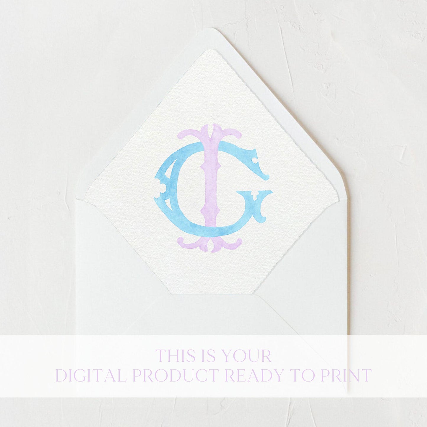 Watercolor Wedding Monogram GI/IG - Classic Interlocking Design (Digital Download)