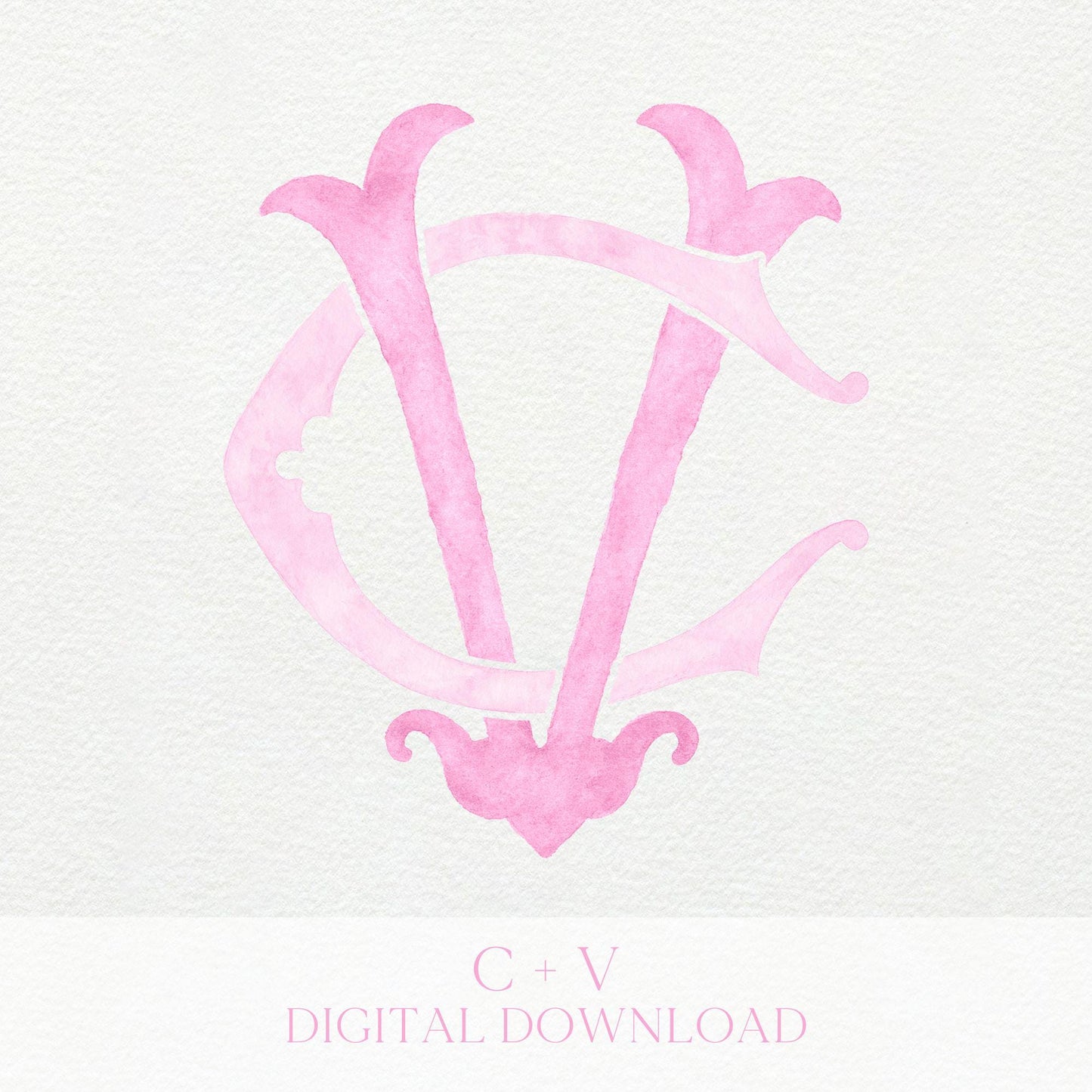 Watercolor Wedding Monogram VC CV - Classic (Digital Download)