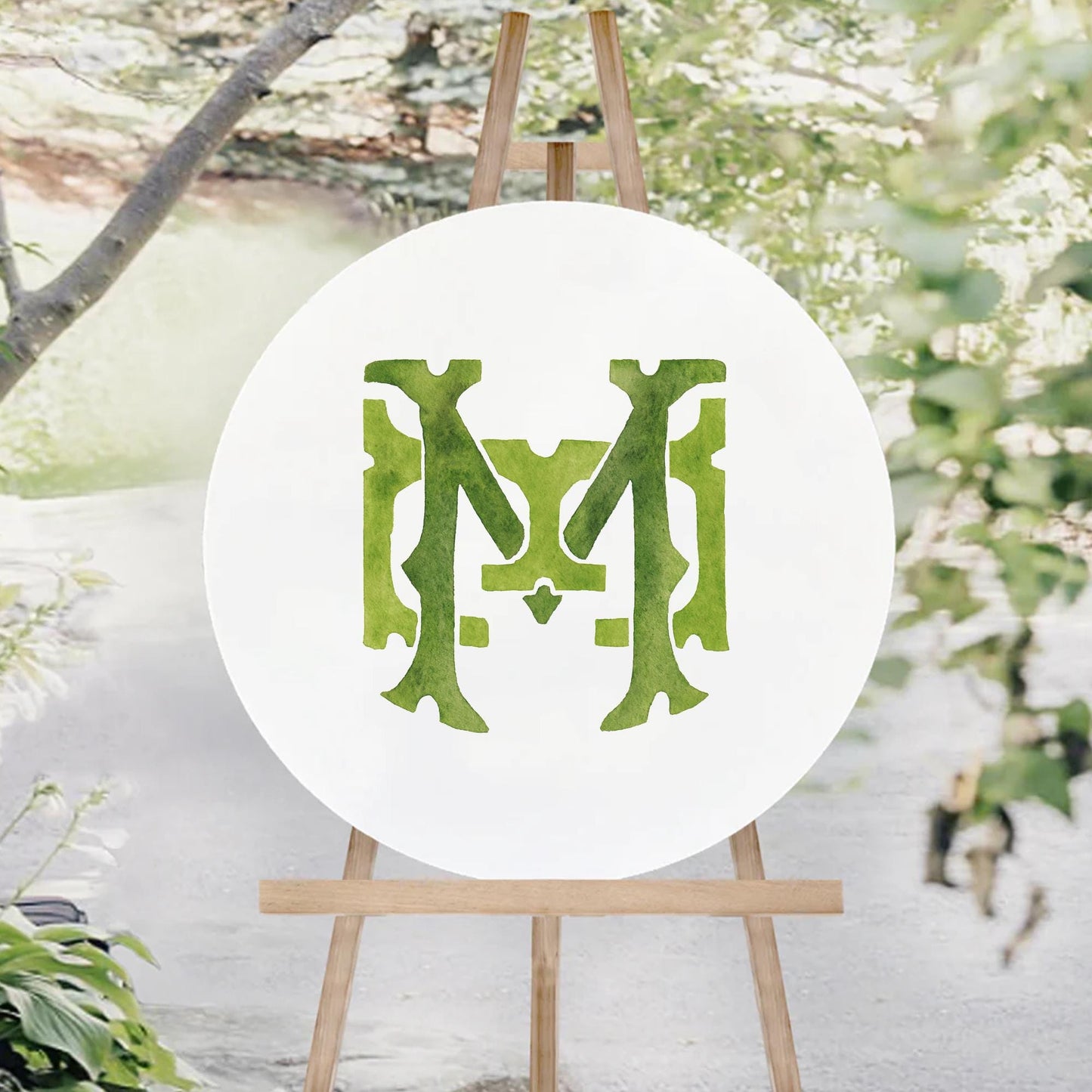 Watercolor Wedding Monogram EM/ME - Classic Design (Digital Download)